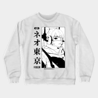 Vaporwave Cyberpunk Japanese Manga Girl Crewneck Sweatshirt